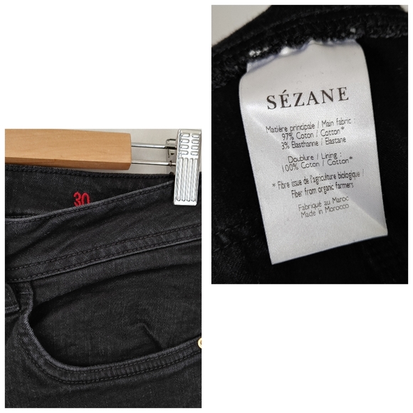 Sezane Perfect Slim Jeans Organic Cotton Black Size 30 - Picture 16 of 16